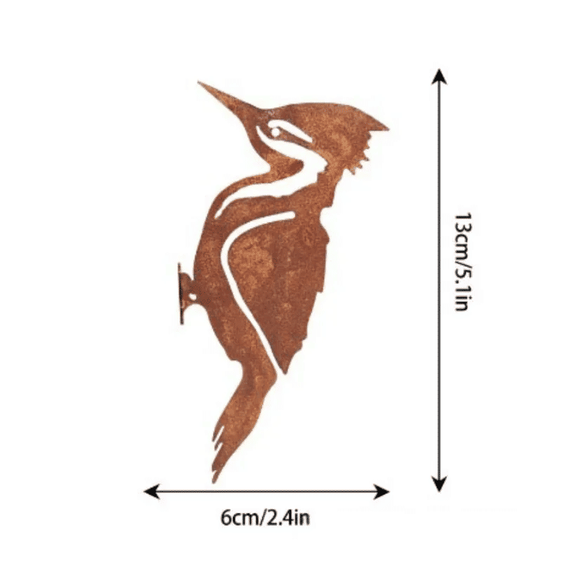Description Picture 3 of itemRusty Metal Bird Silhouettes - Woodpecker & Robin Garden Fence Decor. Ideal Country-Style Yard and Gardening Art