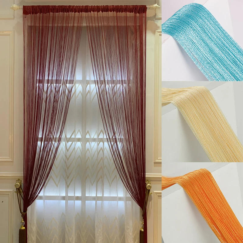 Description Picture 5 of item1x2meter String Stripe Curtains Classic Line Curtain Window Panel Door Blind Valance Room Divider Decorative