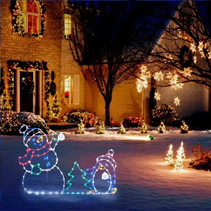 Description Picture 4 of itemAnimated LED Light Snowman Ornament Glitter Christmas Decoration Outdoor Yard Garden Holiday Party Winter Home Decor
