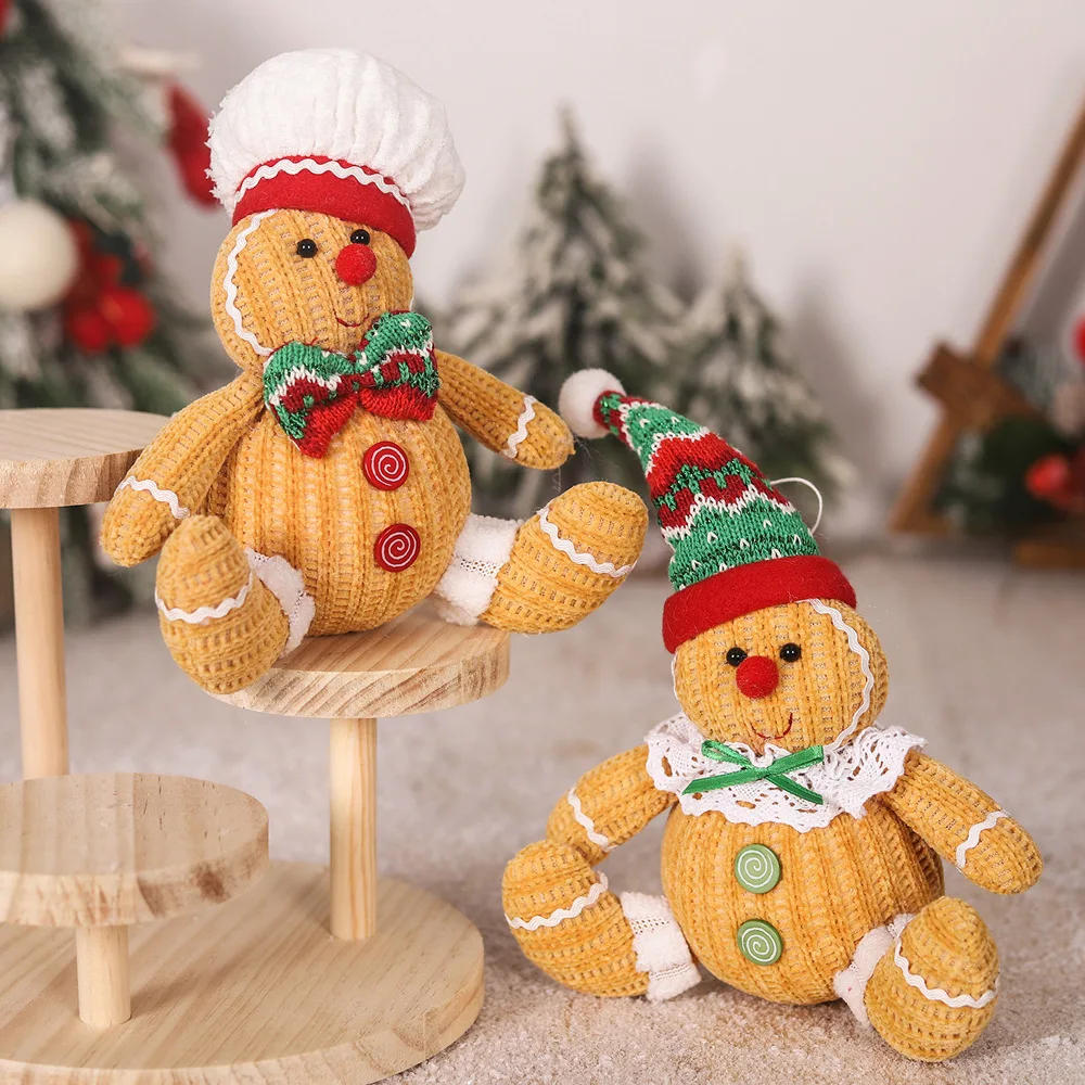 Description Picture 2 of itemChristmas Gingerbread Doll Sitting Posture Cartoon Chef Hat Biscuit Man Pendant Merry Christmas Decor for Home Xmas Ornaments