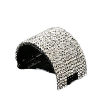 Fashion Crystal Hair Clip Hair Barrette Ponytail Holder Clip Hair Styling Tool for Women Girls Size L (Black)