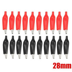 28mm Crocodile Clips Red Black Alligator Clips Electronic Battery Clamp Jumper Cable Tweezer for Probe Meter Electrical DIY Test