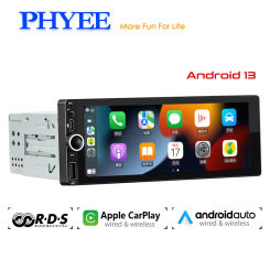 1 Din Android GPS Car Radio Wireless CarPlay Android-Auto Wifi Bluetooth Handsfree FM RDS USB 6.86" IPS Screen Head Unit BD6021A