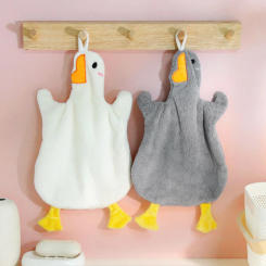 1PC Cartoon Goose Hand Towel Kitchen Bathroom and Toilet Hand Towel Hanging Type with Super Water Absorption Quick Drying