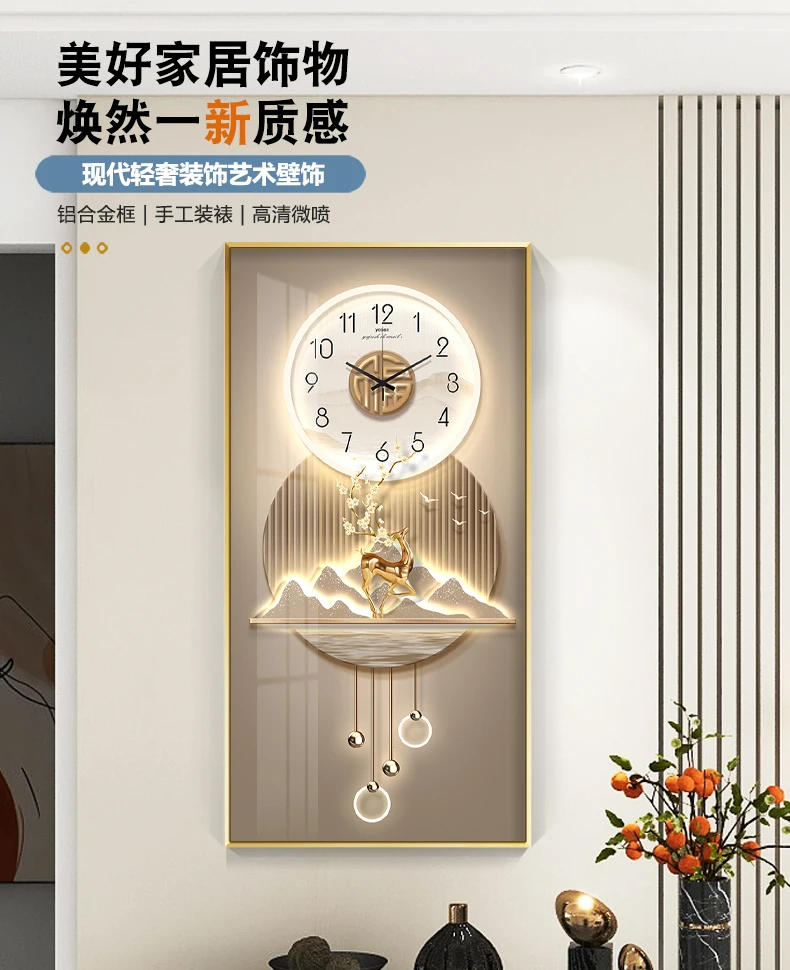 Description Picture 2 of itemClassic Square Wall Clock Light Hanging Design Large Wall Clock Living Room Gold Montre Murale Salon Home Decorating Items