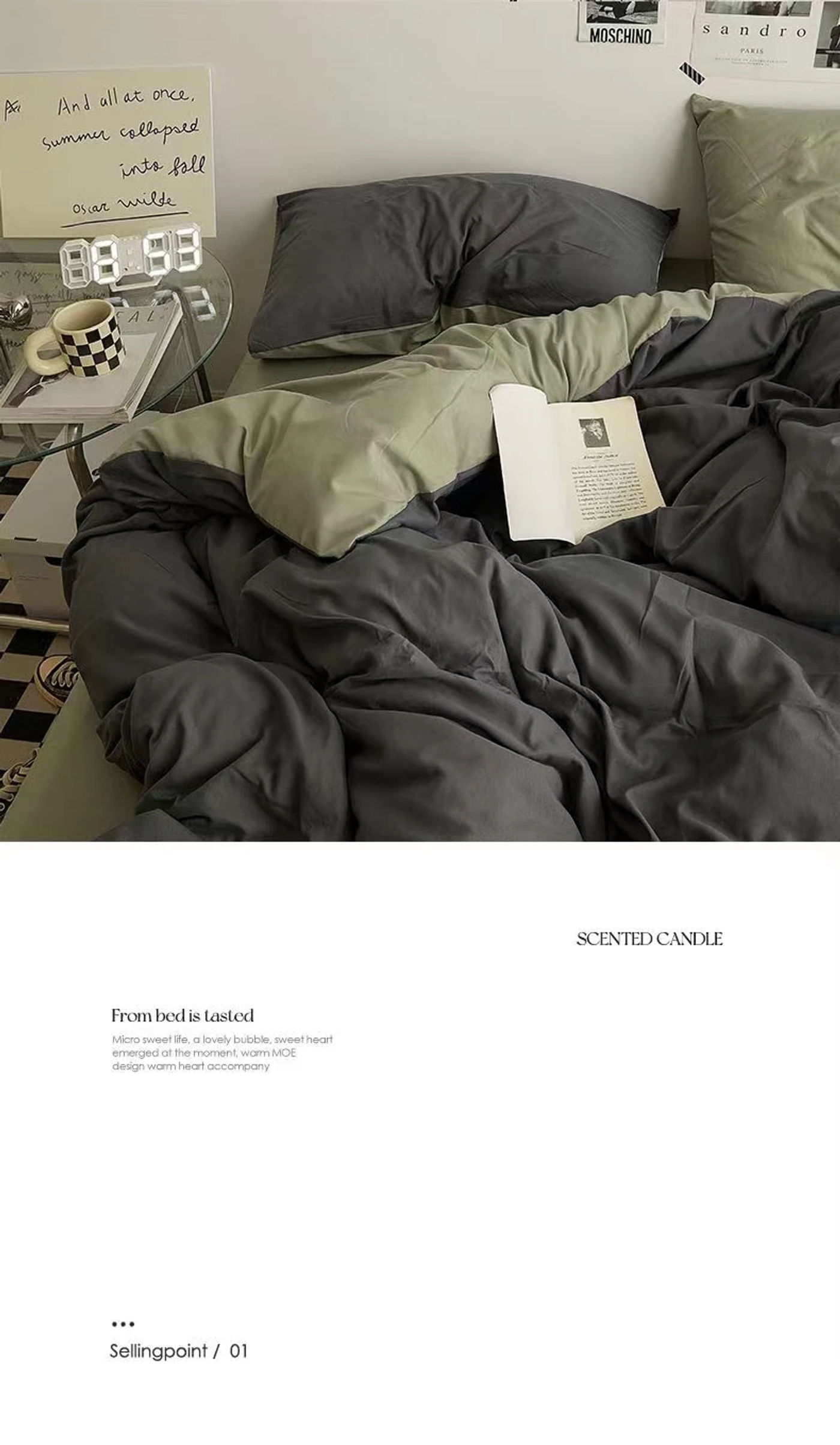 Description Picture 5 of itemSolid Color Double Couple Duvet Cover Double-sided Nordic Simplicity Queen Size Quilt Cover Comfort 200x230（No Pillowcase Sheet)