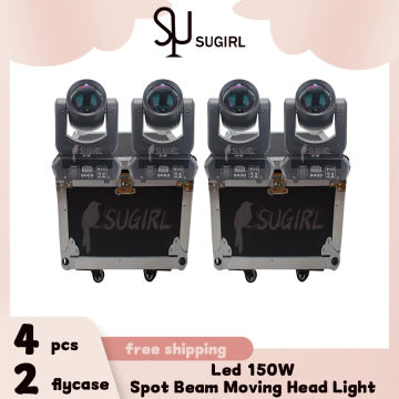 No Duty 2 Flightcases 4Pcs LED 150w Beam Spot Moving Head 18 Prisms Wedding Stage Lighting DMX Control Dj Disco Gobo Strobe Lamp