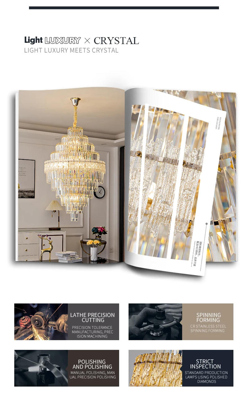 Description Picture 3 of itemPostmodern Living Room Lamp Crystal Chandelier Atmospheric Light Luxury Living Room Chandelier Crystal Light Guangdong Zhongshan