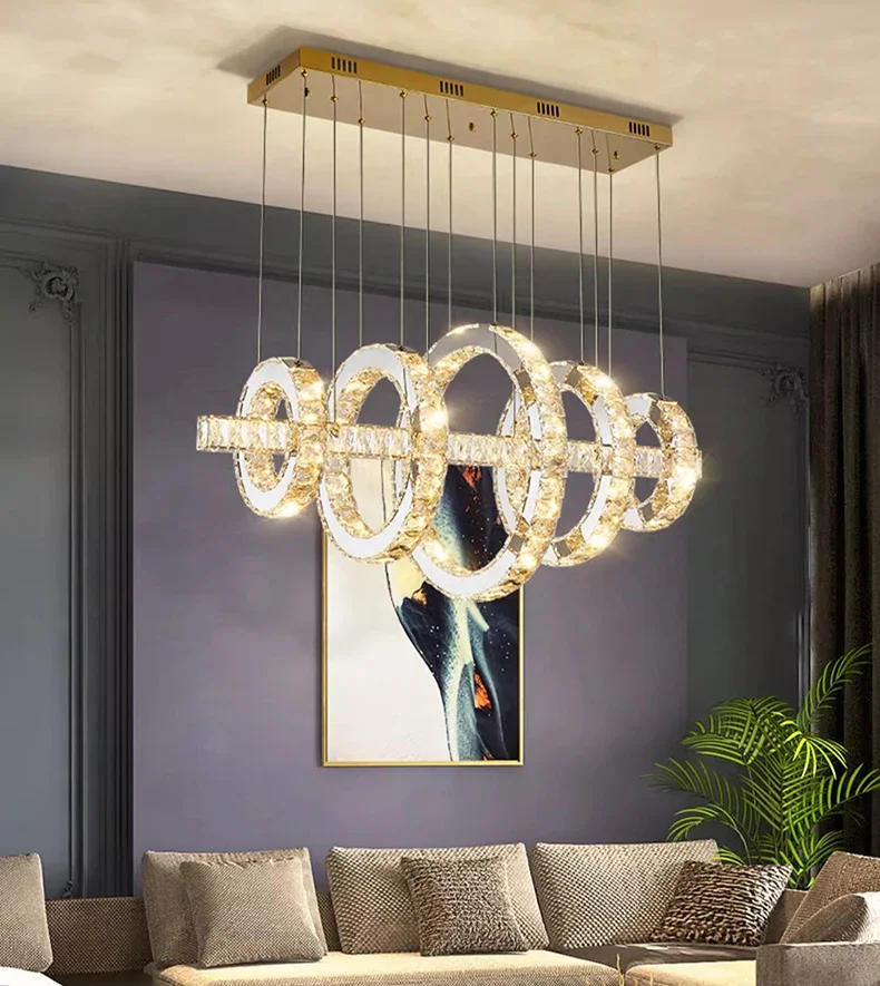 Description Picture 4 of itemModern Crystal Pendant Lights Luxury Kitchen Island Dining Table Chandeliers Living Room Hanging Lamps for Room Decor Lustre