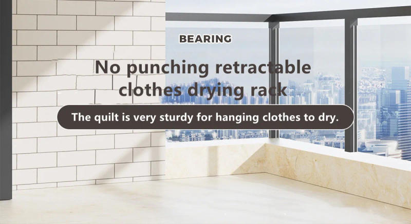 Description Picture 4 of itemNo Punching Telescopic Clothes Drying Rod Balcony Clothes Drying Rack Bedroom Curtain Rod Dormitory Clothes Hanging Rod Bathroom