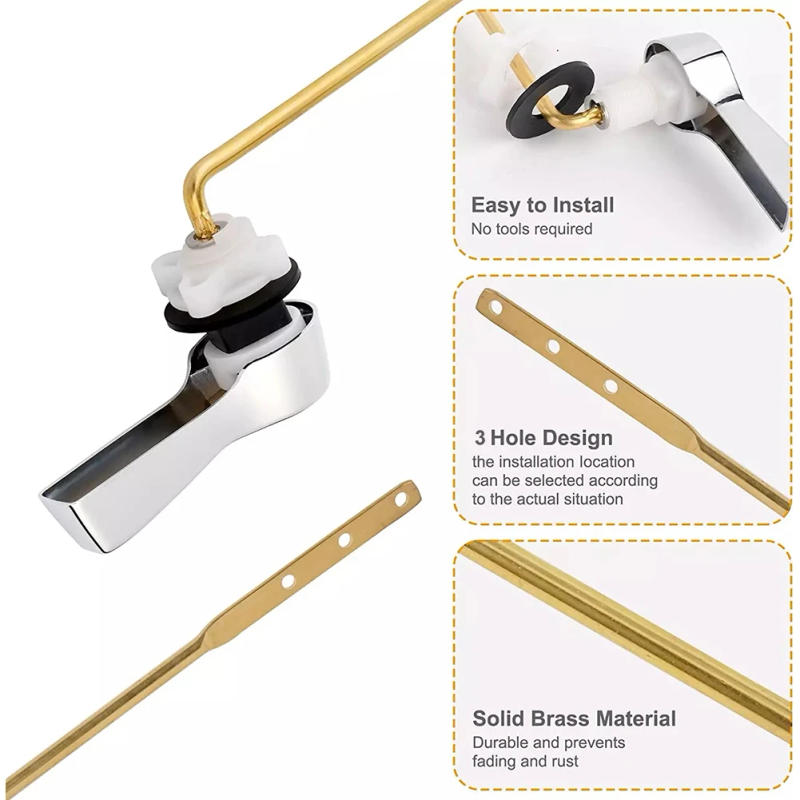 Description Picture 6 of itemToilet Flush Handle Repair Replacement Kit Zinc Alloy Tank Trip Lever With Chain Toilet Switch Button Toilet Accessories