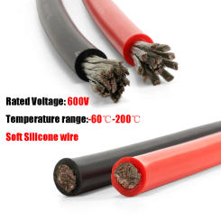 Red Black Silicone Cable 24 22 20 18 16 14 12 10 8 6 4 AWG Heat Resistant Electrical Wire for Solar Panel Auto Battery LED Light