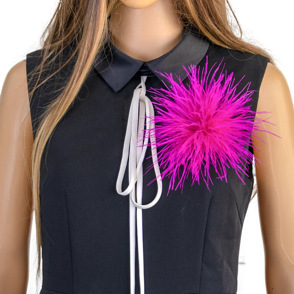 Description Picture 2 of itemNatural White Ostrich Feather Brooch Badge Wedding Party Family Banquet Ladies Mens Neckline Pins Jewelry Clothing Design Crafts