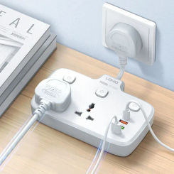 UK EU US Plug Electrical Socket with 20W QC USB Type-C Ports Fast Charging Power Strip Double Universal Outlets Network Filter