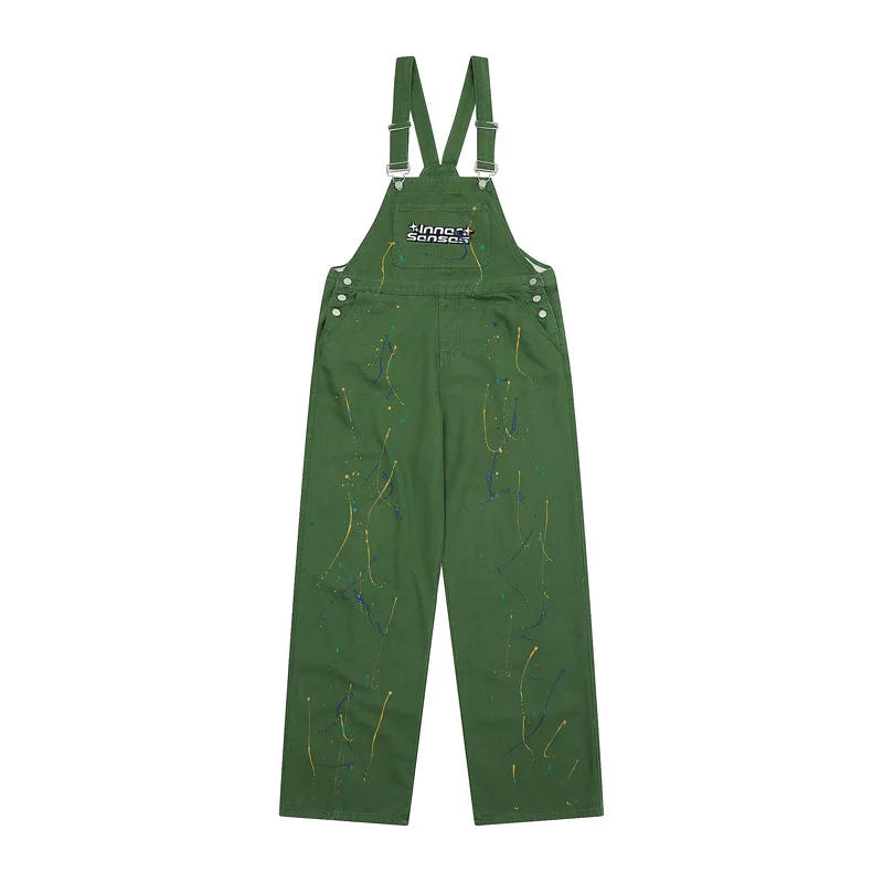 Description Picture 6 of itemRetro Inkjet Embroidery Overall Mens Loose Denim  Jumpsuit Streetwear Hip HOP Adjustable Jeans Overalls