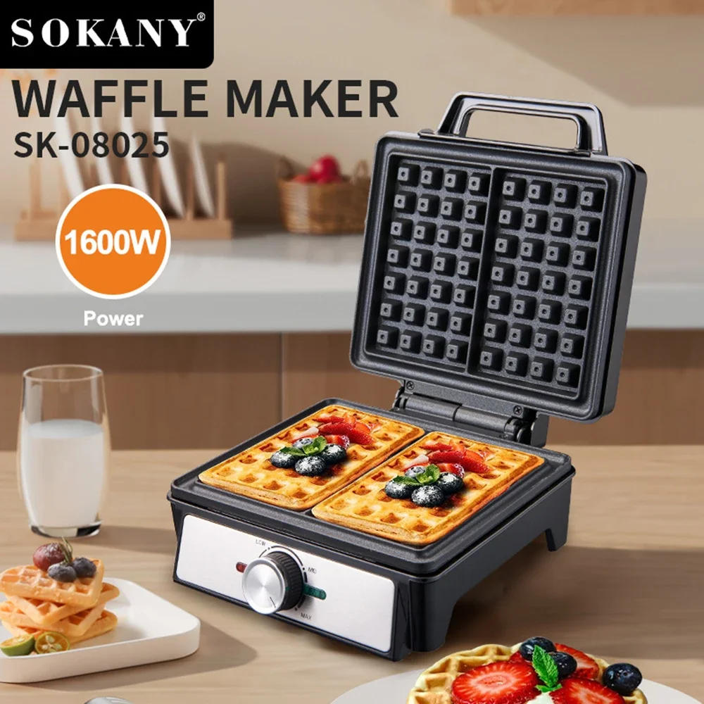 Description Picture 2 of itemWaffle Maker Single Plate Two-slice Bread Maker, Non-stick Coated Iron, Fast Heating, Suitable for Kids and Family Breakfast