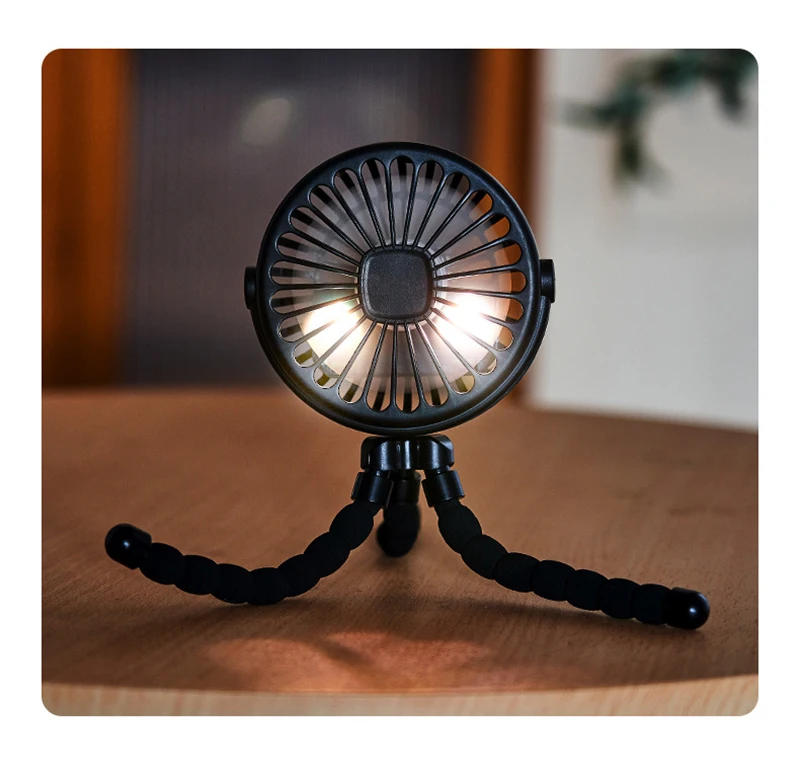 Description Picture 6 of itemMulti Function Baby Stroller Fan Outdoor Flexible Tripod Clip Fan Usb Rechargeable Mini Portable Octopus Fan For Car Seat Crib