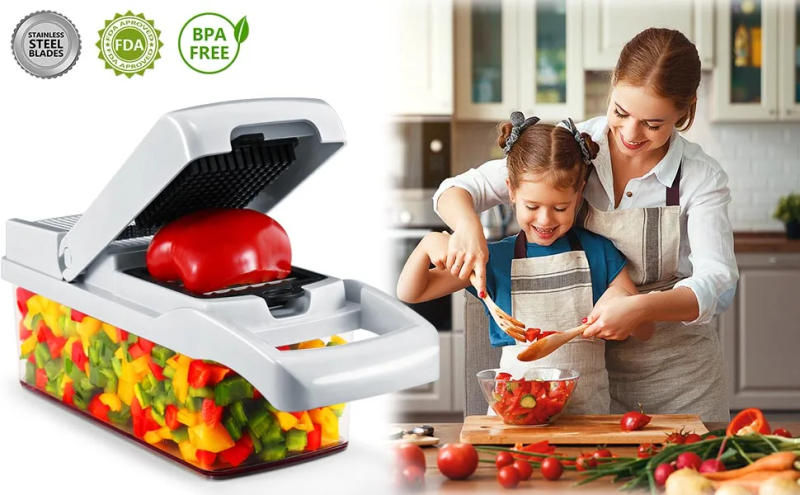 Description Picture 2 of item12 in 1 Multifunctional Vegetable Cutter Food Chopper Potato Slicer Carrot Grater Onion Shredder Salad Cutter Kitchen Gadgets