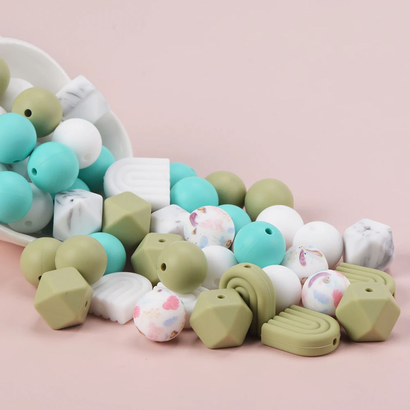 Description Picture 5 of itemLOFCA Arch Hexagonal round loose silicone beads for silicone necklaces DIY silicone teething necklaces silicone beads BPA free