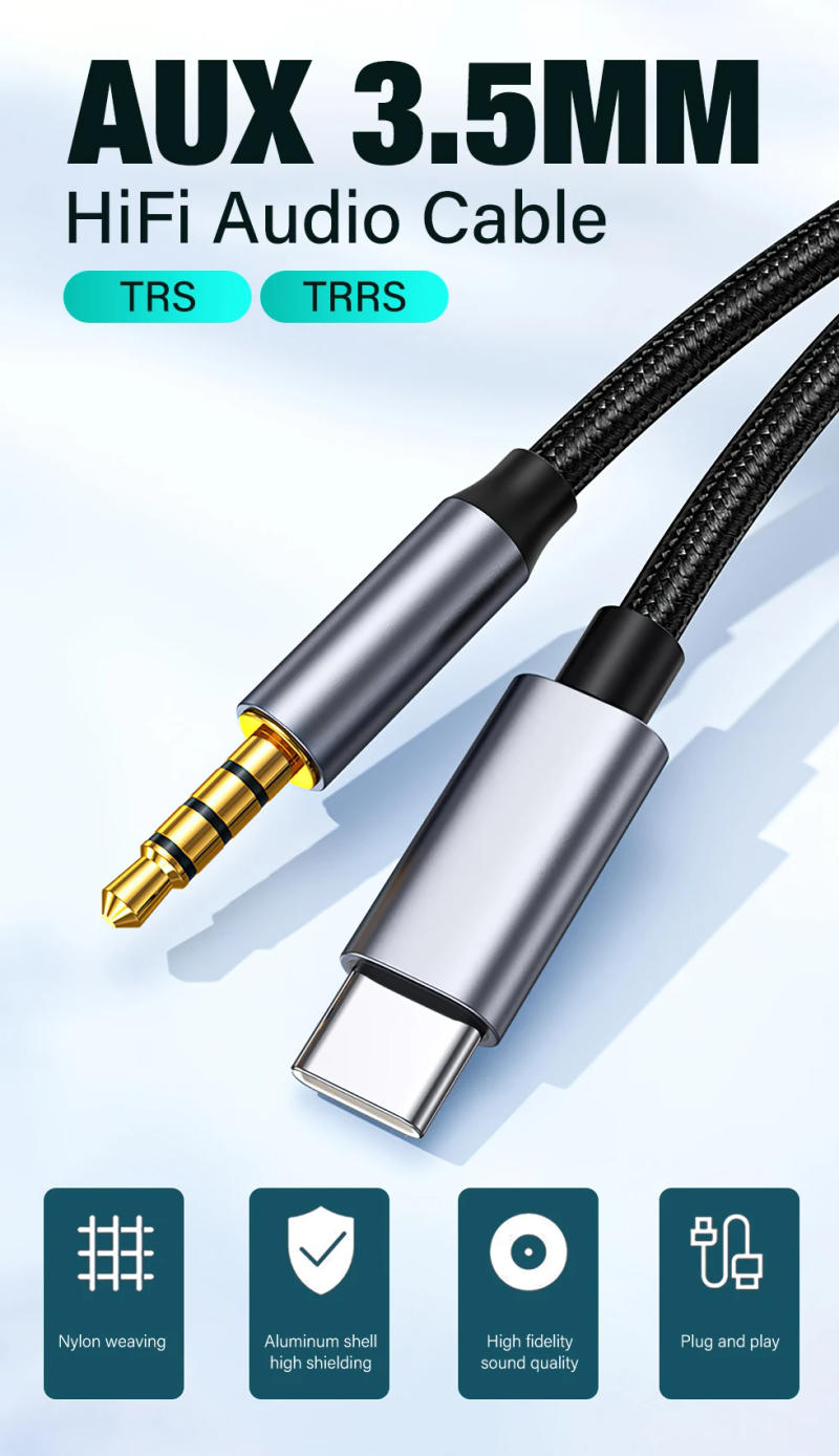 Description Picture 2 of itemUSB C to 3.5mm Jack AUX Audio Cable Car Speaker HiFi Headphone Headset Adapter For Samsung S23 S24 Xiaomi Mi Huawei Google Pixel