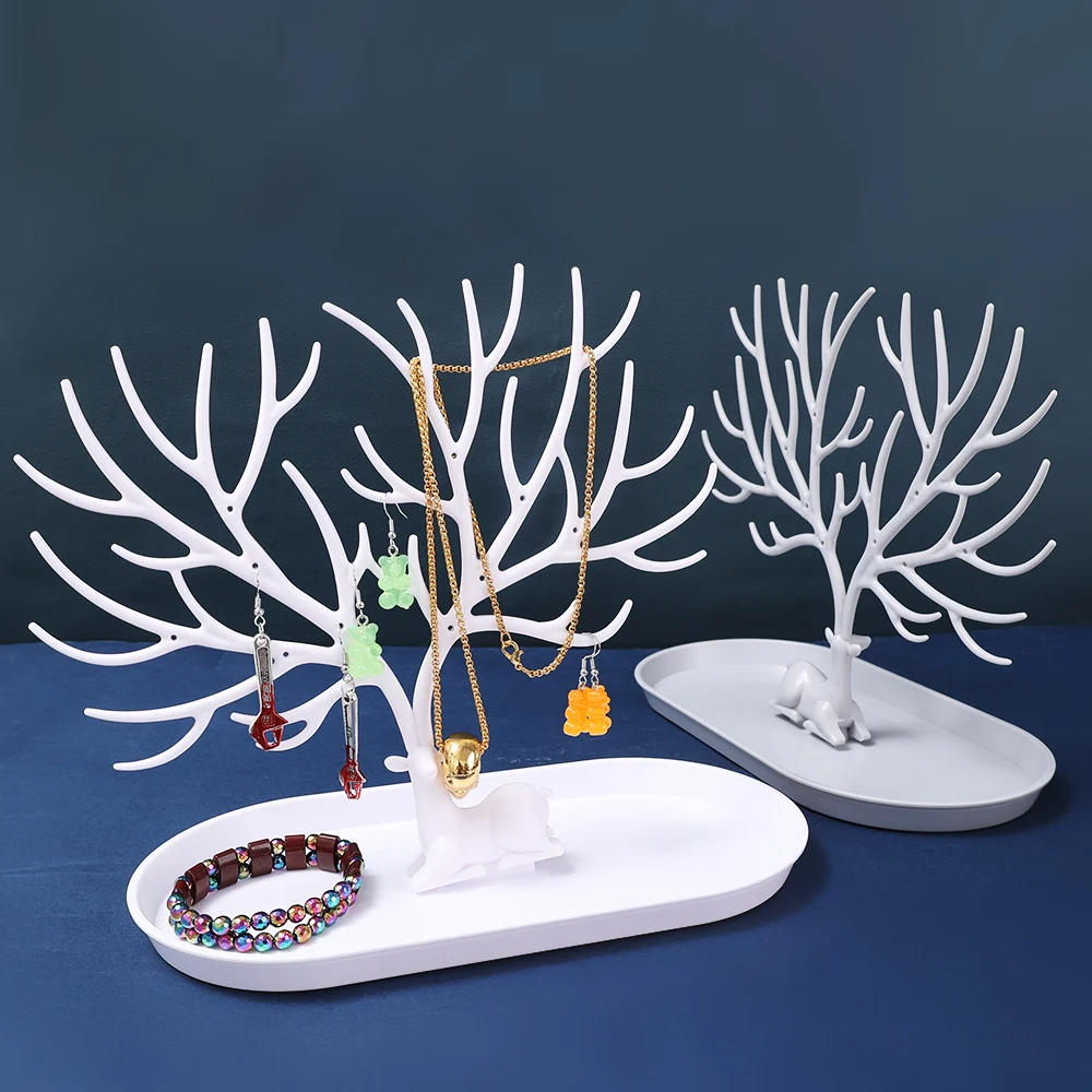 Description Picture 2 of itemJewelry Display Stand Tray Tree Storage Rack Earrings Necklace Ring Desktop Organizer Holder Makeup Decoration Accessories