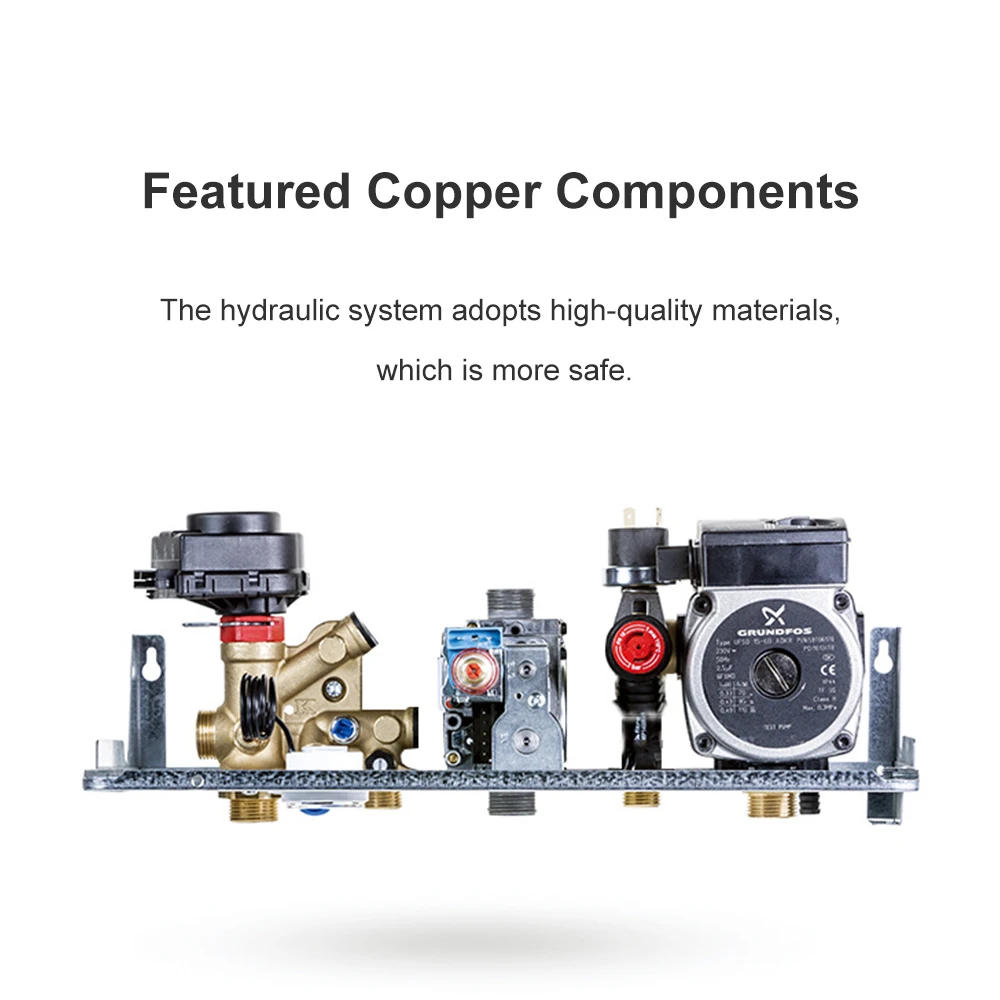 Description Picture 6 of itemROC 20KW 26KW 30KW Wall Mounted 220V Condensing Gas Boiler Indoor Heating Instant Bathroom Water Heater For Home Grey