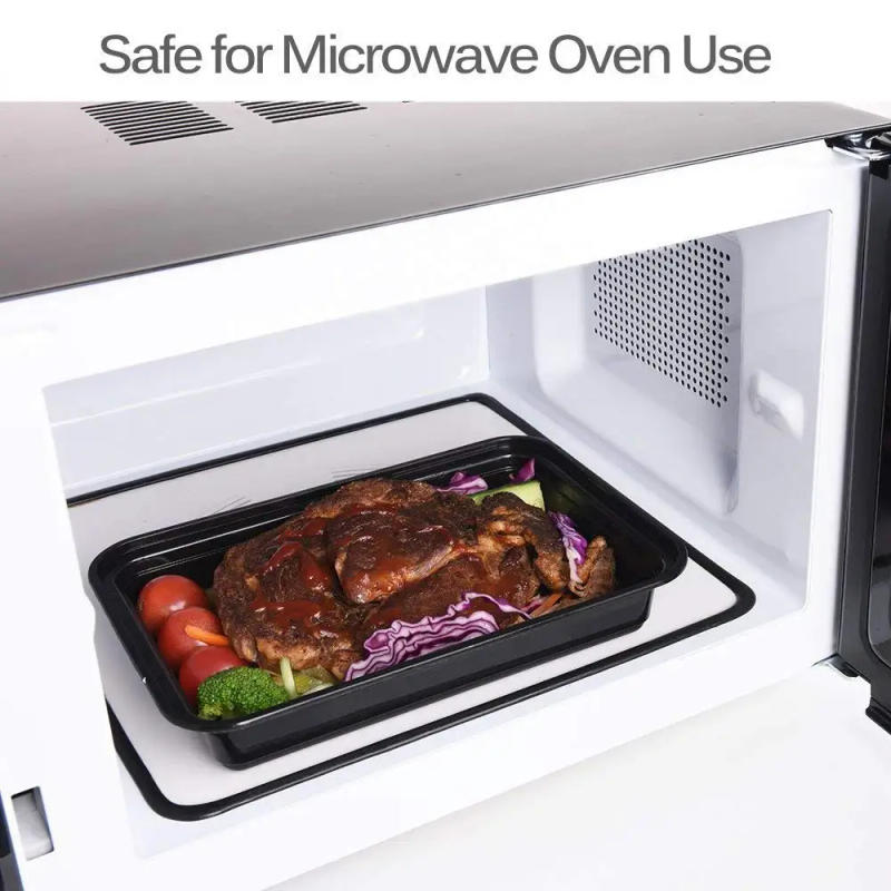 Description Picture 6 of item10pcs Thick Square Disposable Lunch Box Black Fruit Carry Out Boxs With Lid Takeaway Plastic Fast Food Fruit Salad Crisper