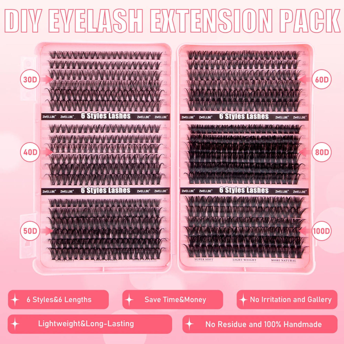 Description Picture 6 of item780pcs Clusters Kit 8-16mm Eyelash Extension With Individual Lash Bond and Seal, Eyelash Remover, Applicator, DIY at home Makeup