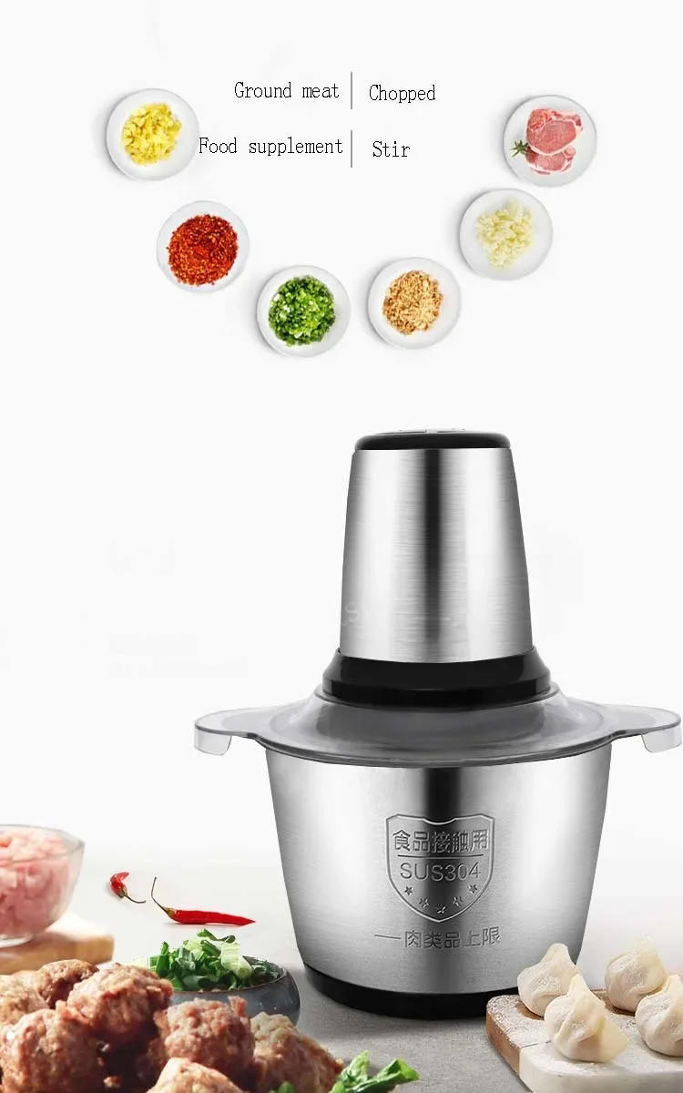 Description Picture 5 of itemElectric Meat Grinder Stainless Steel Food Processor Chopper Kitchen Utensils Vegetable and Fruit Chopper Household Grinder