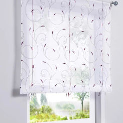 Half Short Curtain Embroidered Balloon Branches Sheer Window Tulle Curtain For Kitchen Living Room Voile Screening Drape Panel