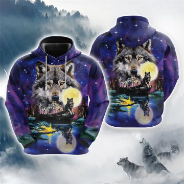 Growl Wolf Graphic Sweatshirts Harajuku Fashion Horror Animal 3D Printed Hoodies For Men Clothes Casual Boy Tracksuit Women Tops