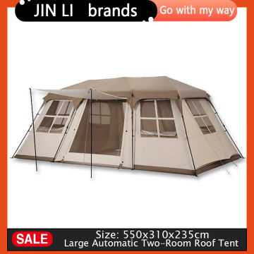 Outdoor Luxury Camping Tent 6-8 Person 2 Rooms 1 Hall Large Space Automatic Tent  210d Oxford Cloth Portable Waterproof Tent