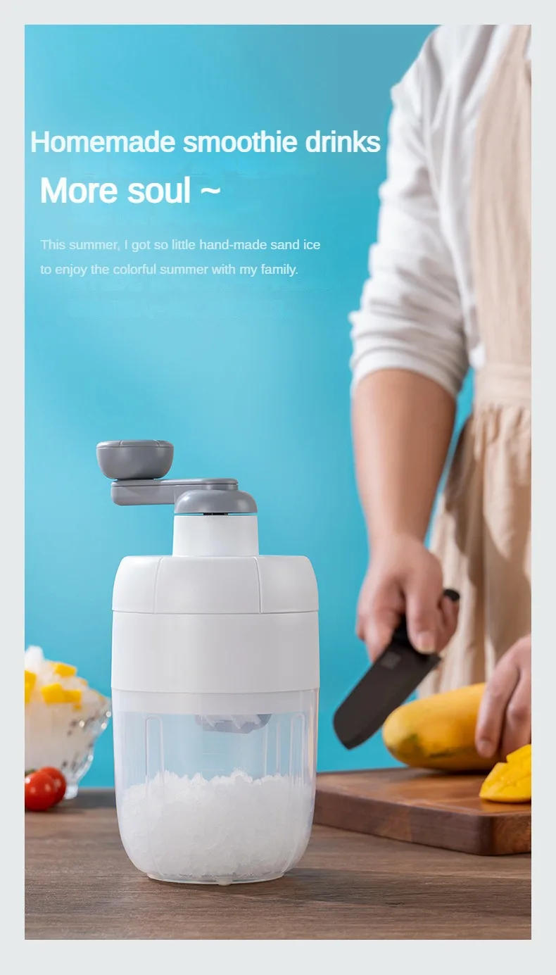 Description Picture 4 of itemStainless Steel Ice Crusher Mini Ice shavers Chopper Manual Snow Cone Smoothie Maker Ice Block Breaking Machine slush machine