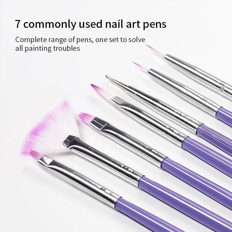 Description Picture 4 of item7PCS/Set Nail Art Polish Gel UV Tips Brush Dotting Painting Drawing Pen Fan Sector Line Builder Decoration Manicure Makeup Tools