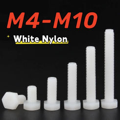 10-100pcs M4 M5 M6 M8 M10 White Nylon Hexagonal Head Screw Thread Outer Hexagon Plastic for Heat / ElectricityInsulation Machine