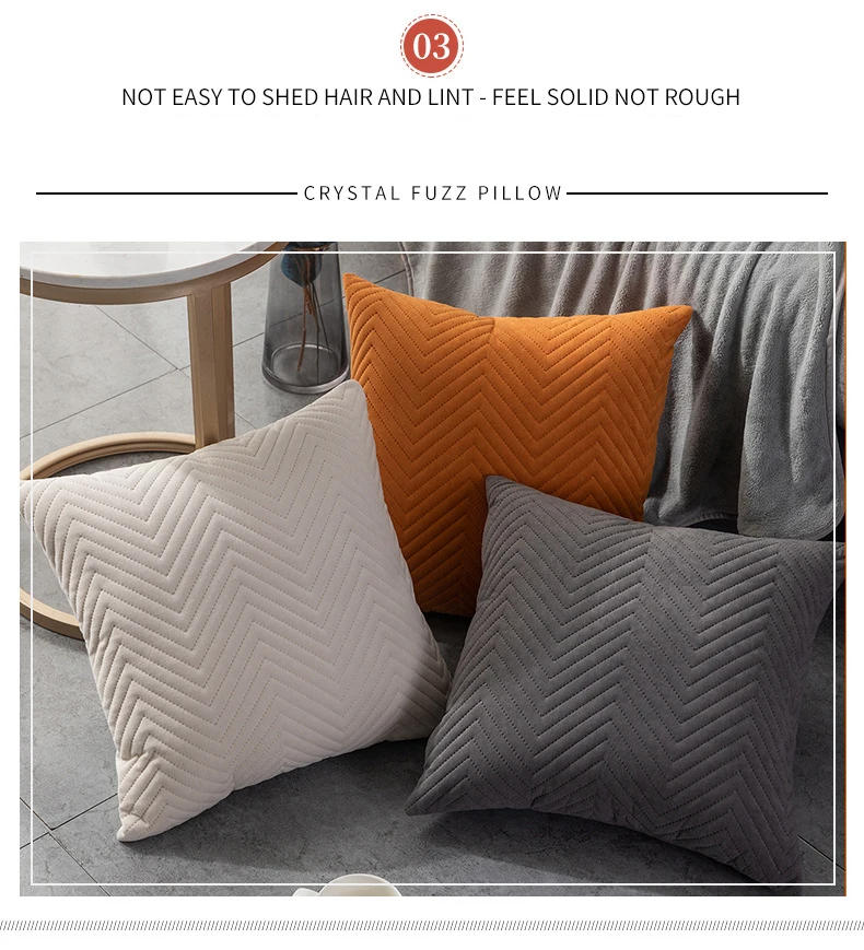 Description Picture 6 of itemQuilted Velvet Pillowcase Throw Pillow Covers Home Cojines Decor Pillow Cases Simple Sofa Cushion Cover Decorative 45x45cm