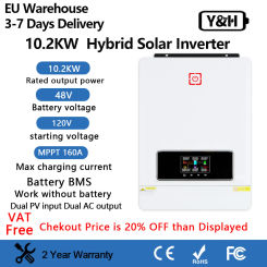 Y&H 10.2KW Hybrid Solar Inverter 48V 230V Dual MPPT 160A Max PV 500V Pure Sine Wave Inverter Solar  Charge Controller