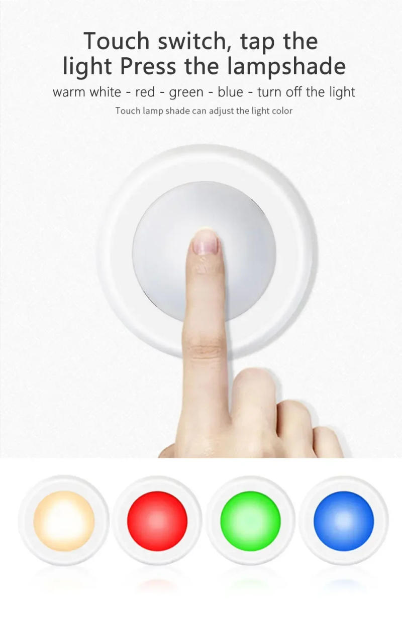 Description Picture 6 of itemRGB Round LED Night Light Remote Control Timer Function Dimmable Cabinet Lamp Kitchen Bedroom Closet Counter Decor Backlight