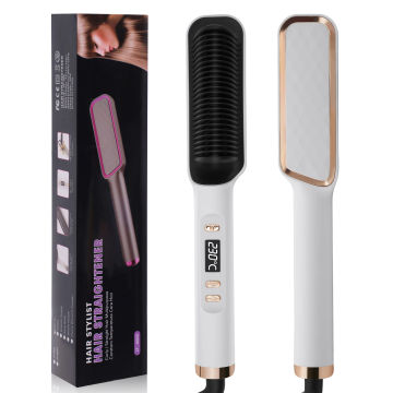 Hair Straightener Styling Comb Fast Heating LCD Display Temperature Adjustment Smooth Hair Curl Negative Ion Straightener Comb