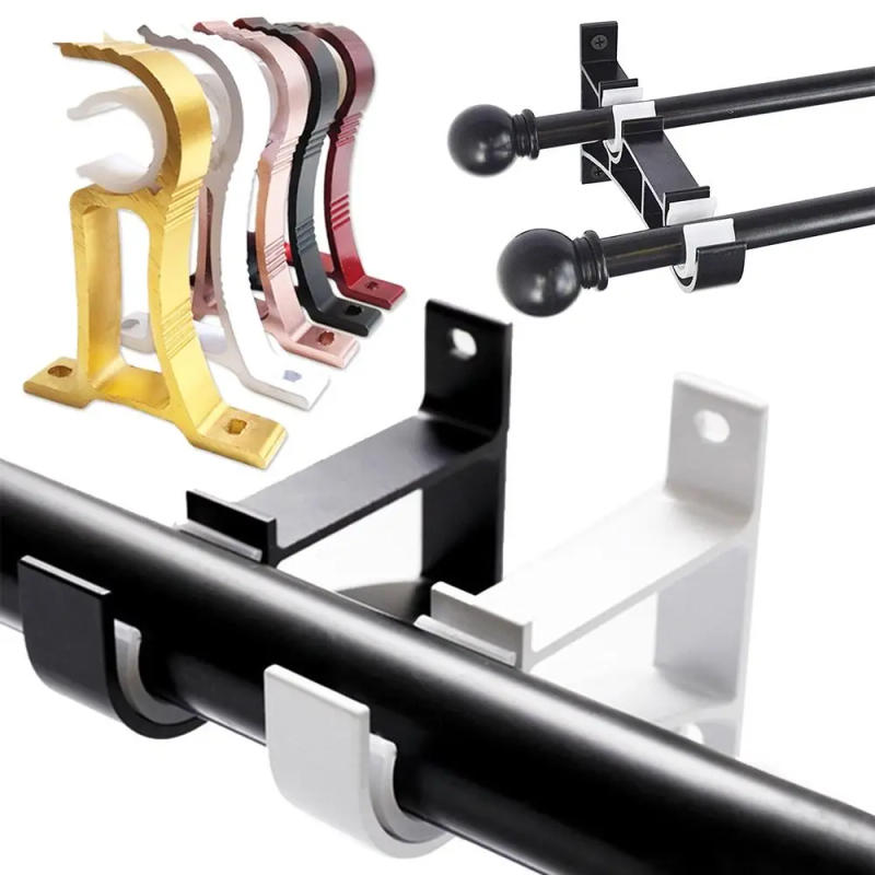 Description Picture 5 of itemNew Durable Aluminum Alloy Curtain Rod Bracket Thicken Single Hanger Hook Rod Support Clamp Fixing Clip Furniture Hardware