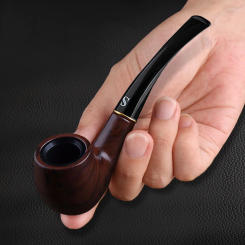 High Quality Classic Ebony Wood Solid Wood Tobacco Pipe Smoking Pipe Bent Handle Fit For Gift For Father,Cigarette Accessories