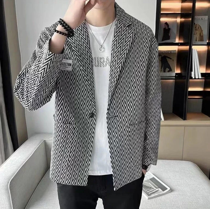 Description Picture 3 of itemCoat Party Male Blazer Single Breasted Plaid Men's Suit Jackets Original Casual Luxury Designer High Quality Fashion 2024 Simple