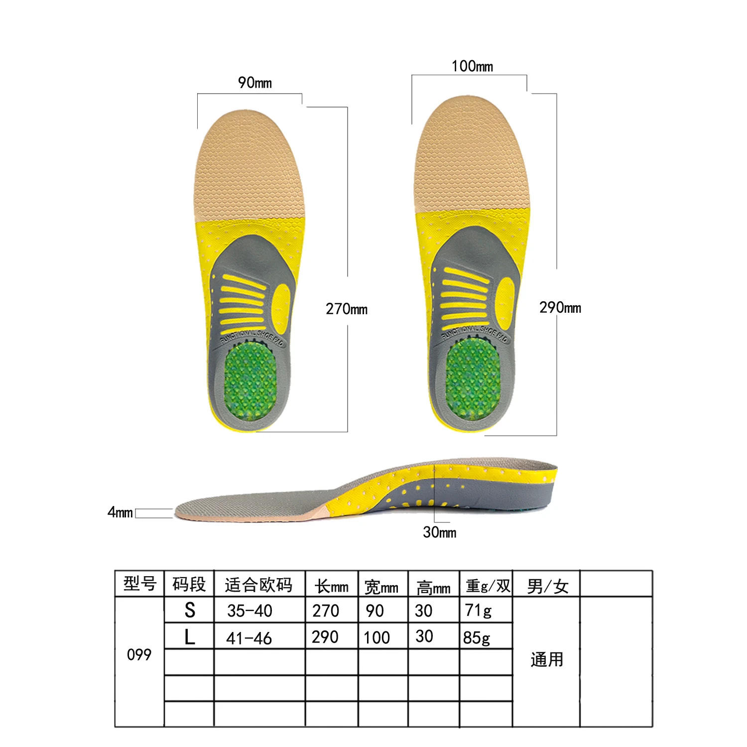 Description Picture 2 of itemFlat Feet Template Arch Support Orthopedic Insoles,Men Women Plantar Fasciitis Heel Pain Orthotics Insoles Sneakers Shoe Inserts