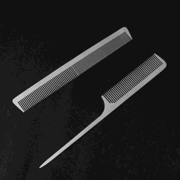 2 Pcs Thin Stainless Steel Hair Comb Hair Salon Hairdressing Steel Comb Hair Cutting Metal Comb for Home Travel