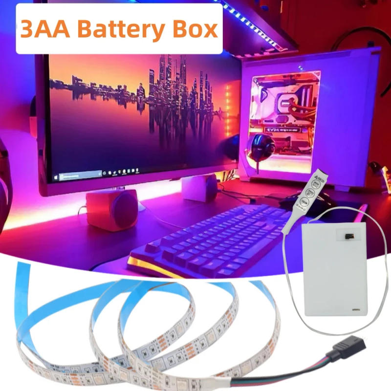 Description Picture 2 of item3AA Battery Power RGB Led Strip Light 5V 5050 SMD with 3/17/24Key Remote Control Lamp Flexible Waterproof Light TV Backlight