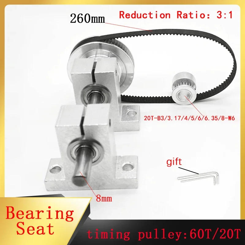 Description Picture 2 of itemMotor Vertical Double Bearing Seat Synchronous Wheel Speed Reducer Gearbox High Torque Rotating Tool Synchronous Belt Single