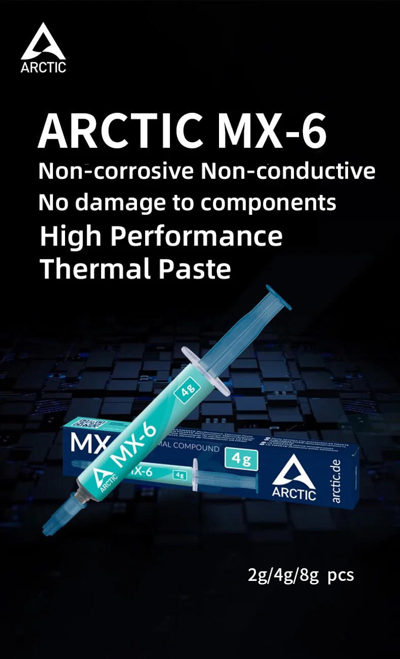 Description Picture 2 of itemARCTIC MX-6 (4g + 6 MX Cleaners)Ultimate Performance Thermal Paste for CPU Graphics Cards Laptops Very High Thermal Conductivity