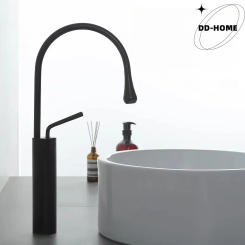 Modern Bathroom Faucet High Arc Single Handle Sink Faucet Brass Washbasin Hot and Cold Water Faucet with Hose Accessories