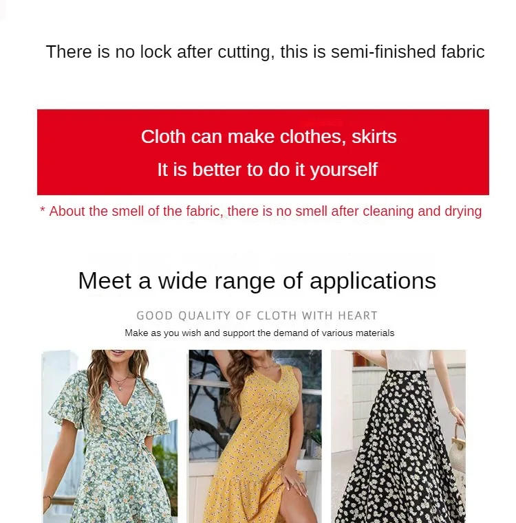 Description Picture 3 of itemTranslucent Chiffon Fabric Flowers By The Meter for Clothes Skirts Dresses Sewing Plain Printed Floral Pattern Textile Soft Blue