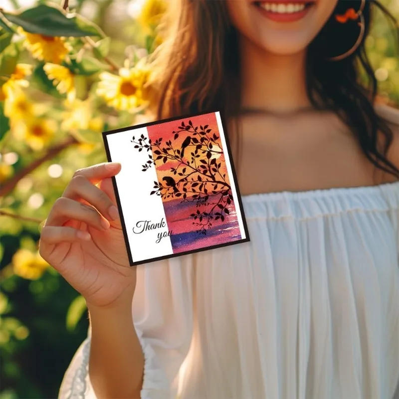 Description Picture 3 of item1pcs Bird Branch Silhouette Clear Stamps Birds Trees Clear Rubber Stamps Silicone for DIY Scrapbooking Photo Album 6.3x4.33inch